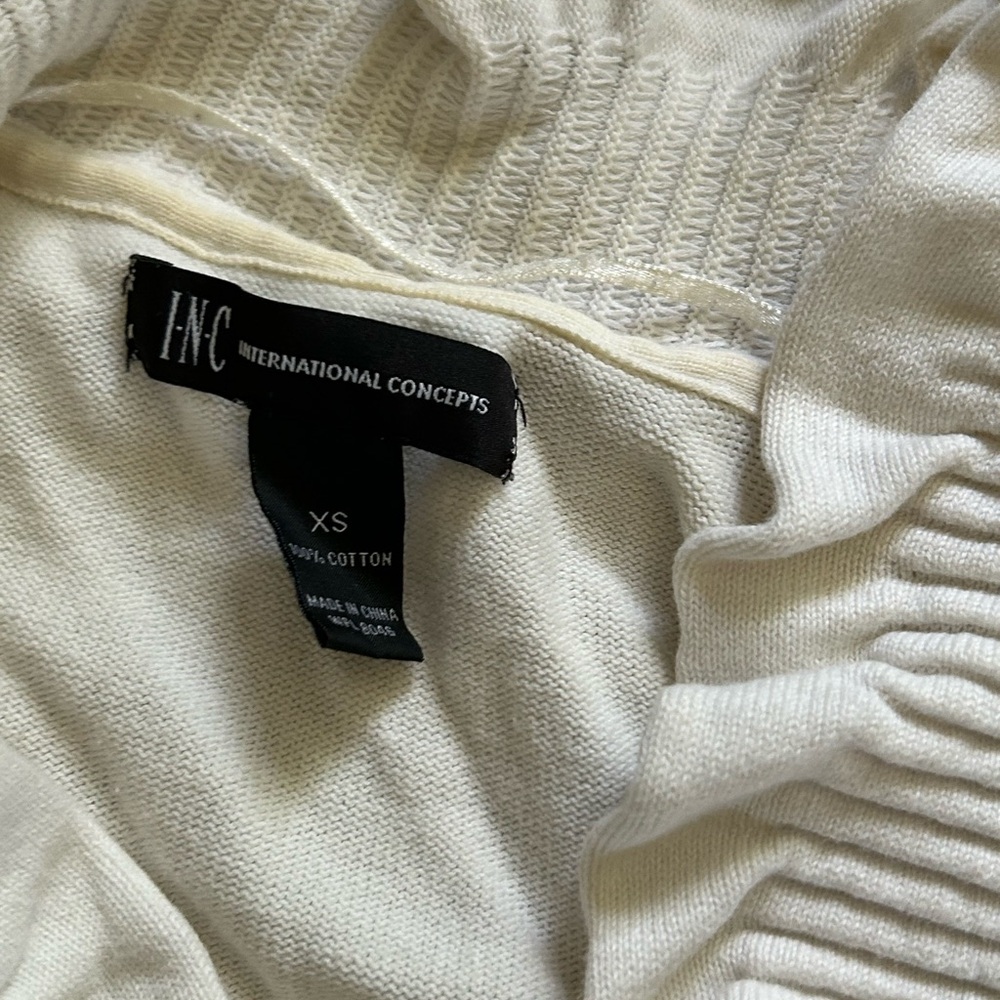 INC International Concepts Cream Ruffled Sweater - Picture 2 of 6